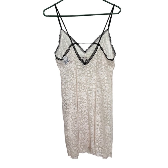 Apt.9 Chemise with Straps Womens XL Floral Black Lace Trim Retro Classic Ivory - Picture 3 of 7